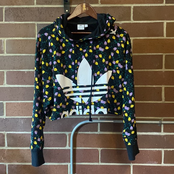 NWOT Adidas cropped floral hoodie - Picture 4 of 8